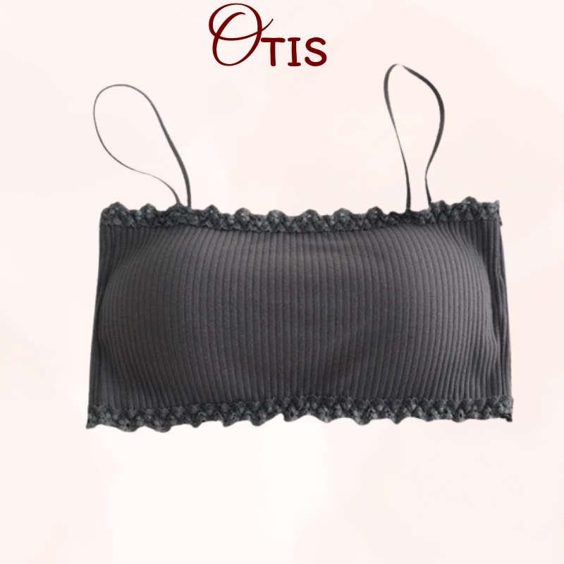 Áo lót bra cotton co dãn đệm mỏng họa tiết viền ren xinh xắn cho nữ OTIS - A636
