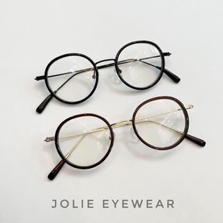 Kính gọng tròn vintage mẫu mới 1203 chống ánh sáng xanh, UV400, gọng kim loại không độ Jolie eyewear