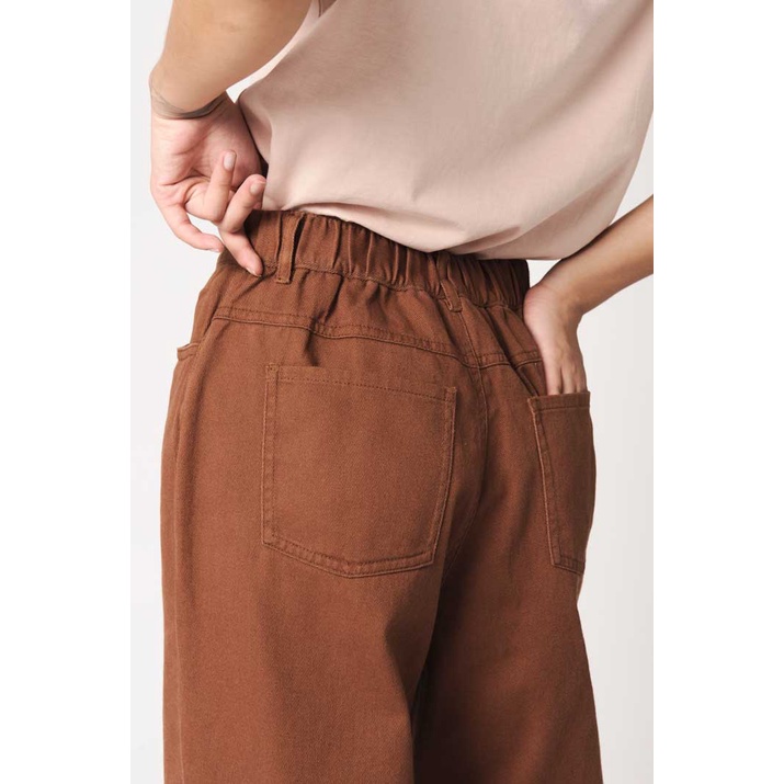 Quần Kaki Nữ BOO Dáng Rộng Straight Phong Cách Hàn Phối Phối Cạp Chun