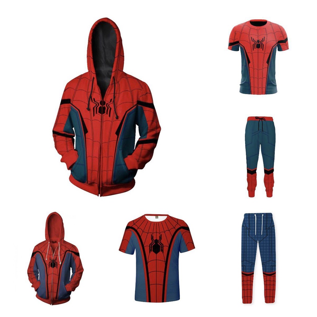 Set Áo Khoác Hoodie Và Quần Dài Hóa Trang Người Nhện Phong Cách Hip Hop Cho Nam