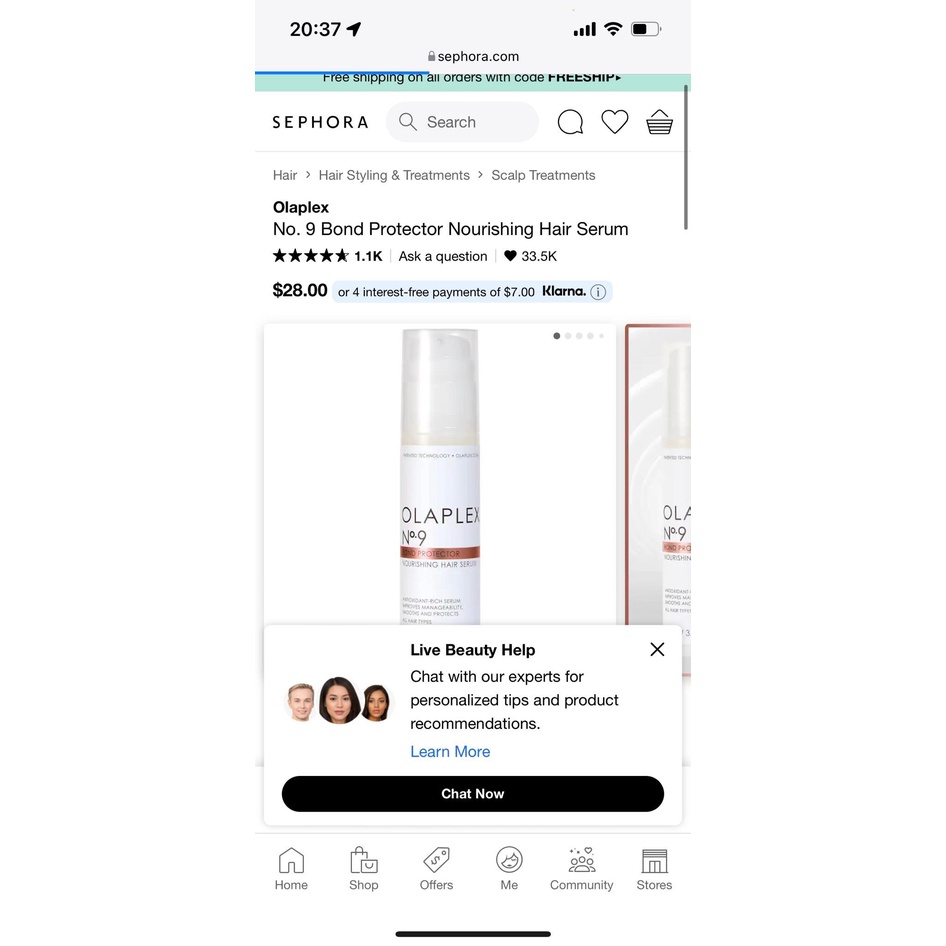 Serum Dưỡng Tóc Olaplex No. 9 Bond Protector Nourishing Hair Serum 20ml