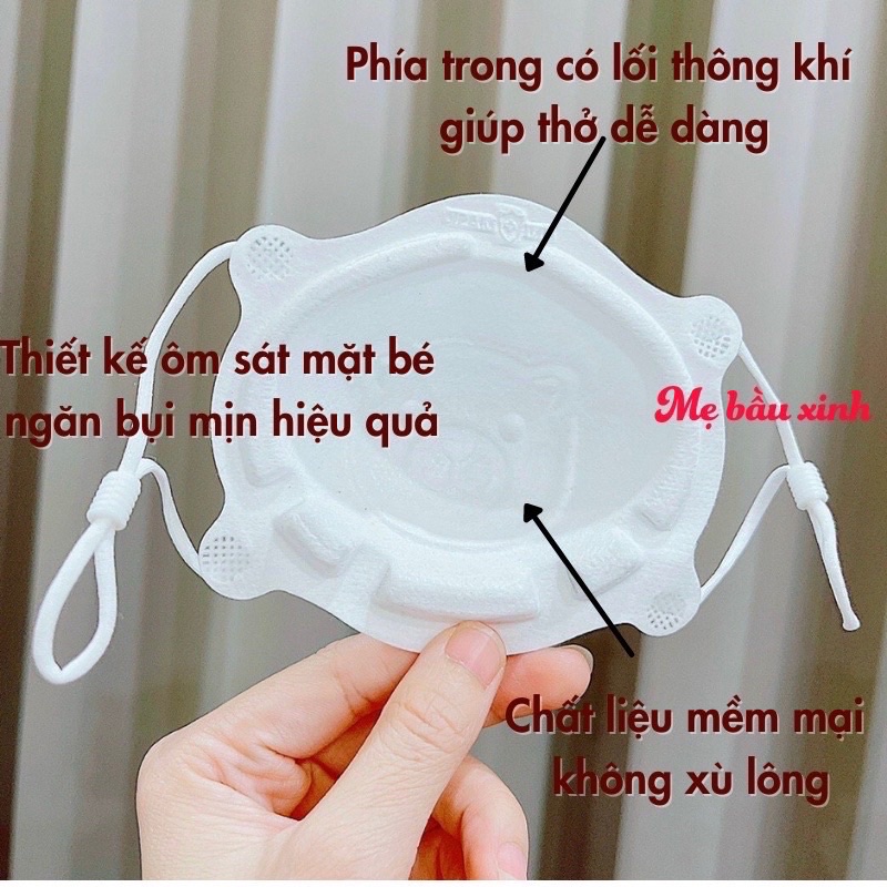 SET 3 KHẨU TRANG GẤU UNIMASK TRẺ 0-36 THÁNG FORM SIÊU DÀY KHÍT CỨNG CÁP