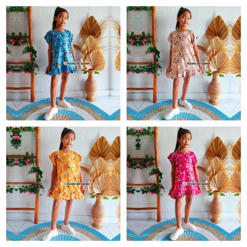 Đầm họa tiết chuột Mickey đáng yêu cho bé gái 7 8 9 tuổi