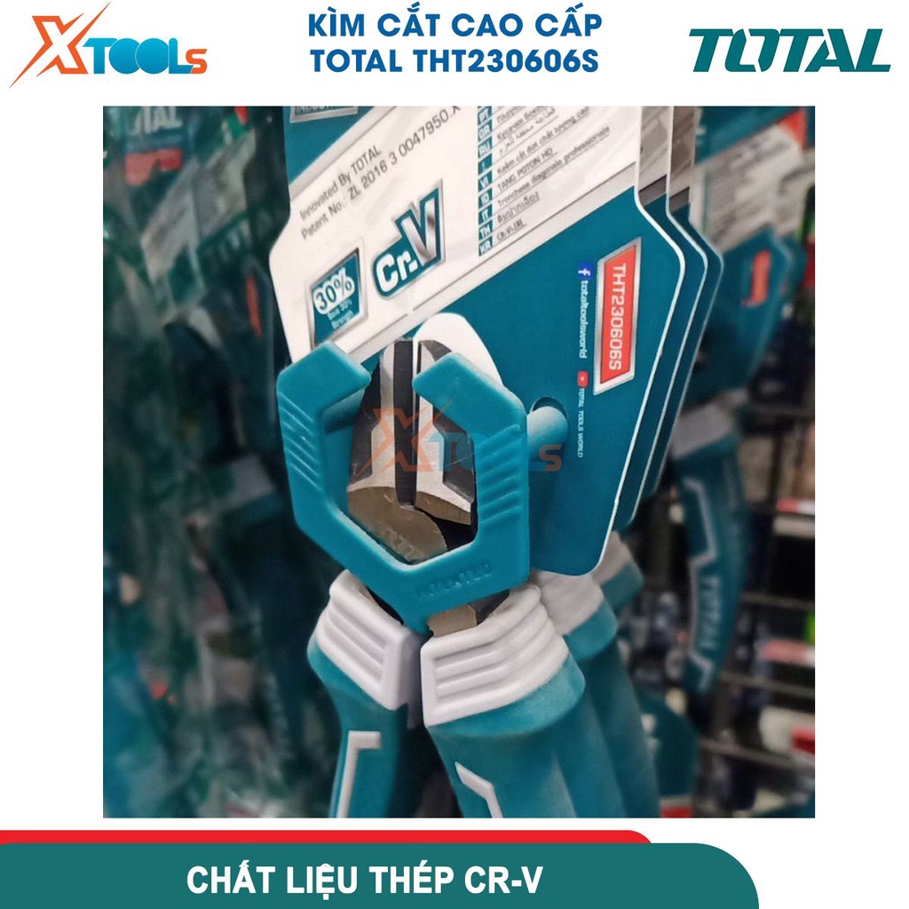 Kềm cắt cao cấp 160mm7&quot;/160mm, kìm cắt dây điện dùng chất liệu Cr-V, làm bóng &amp; đen, phần tay cầm TPR -CHÍNH HÃNG-XTOOLS
