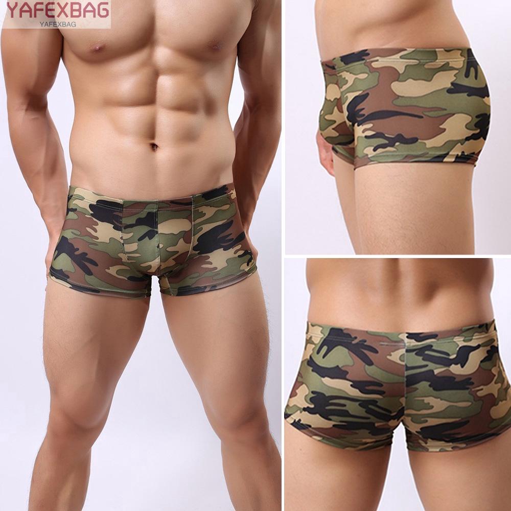 Quần lót boxers thoáng khí lưng thấp màu xanh lá cây cá tính