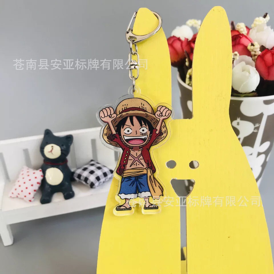 ( Mica trong acrylic ) Móc khóa One Piece Đảo Hải Tặc Luffy mũ rơm hình chibi mút ti siêu yêu
