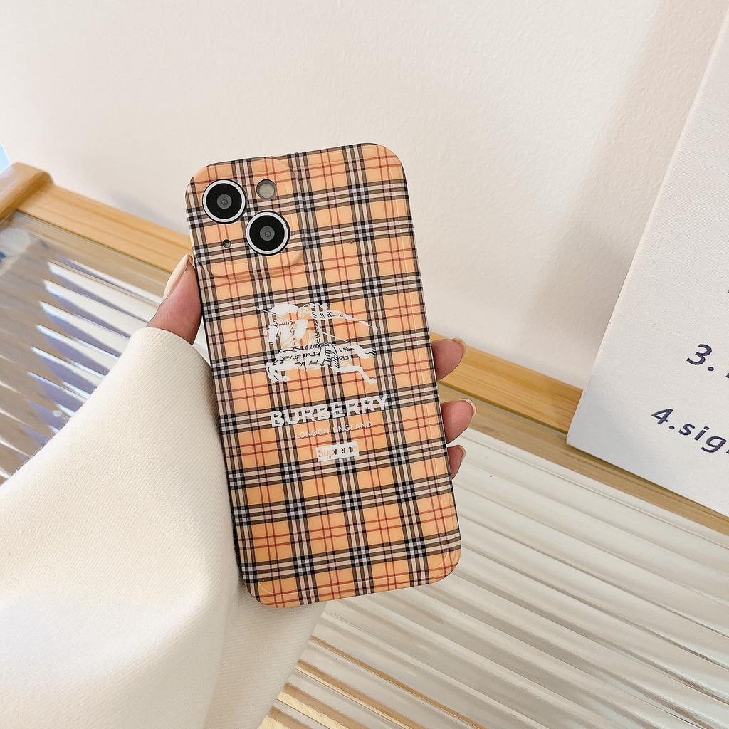BURBERRY Ốp Điện Thoại Họa Tiết Caro Sang Trọng Cho iphone 13 Pro Max i13 13pro 11ProMax i11 iX Xs XR Xs Max 7plus 8plus 12Pro 12 Pro Max