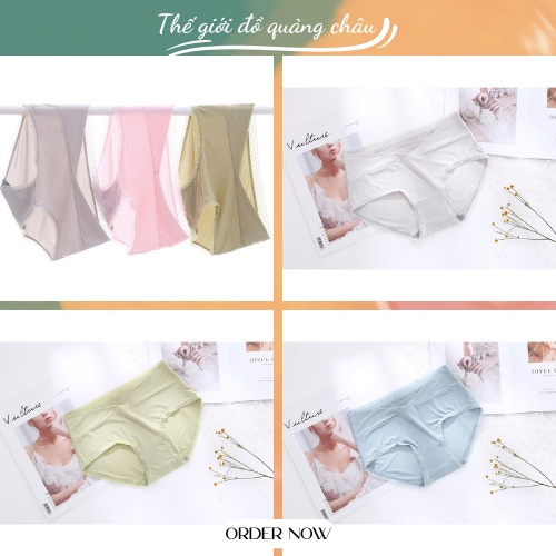 Sét 3 Quần Lót Bà  bầu Thông Hơi  -vạt chéo Hàng Quảng Châu Cao Cấp (QL7)