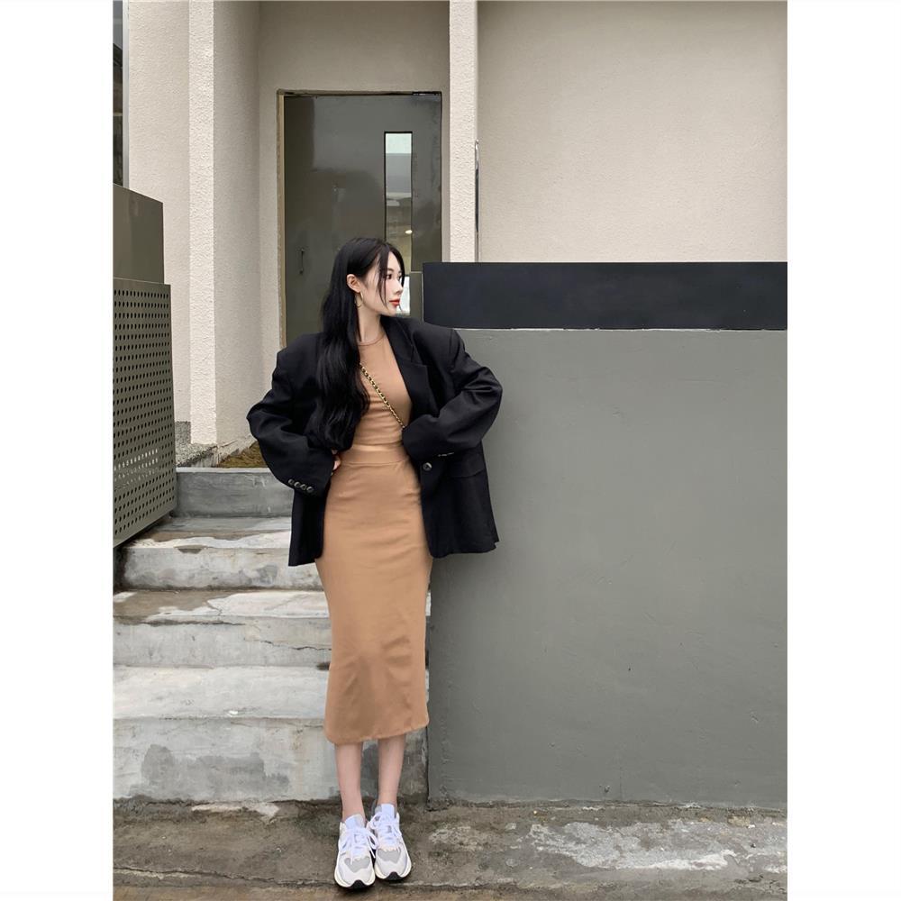 Set đồ COZOKC gồm áo dệt kim và chân váy thời trang cổ điển cho nữ