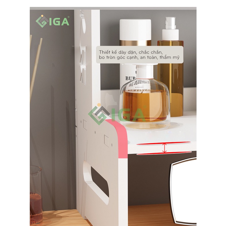 Kệ mỹ phẩm để bàn trang điểm 2 tầng màu trắng chống nước - ig408