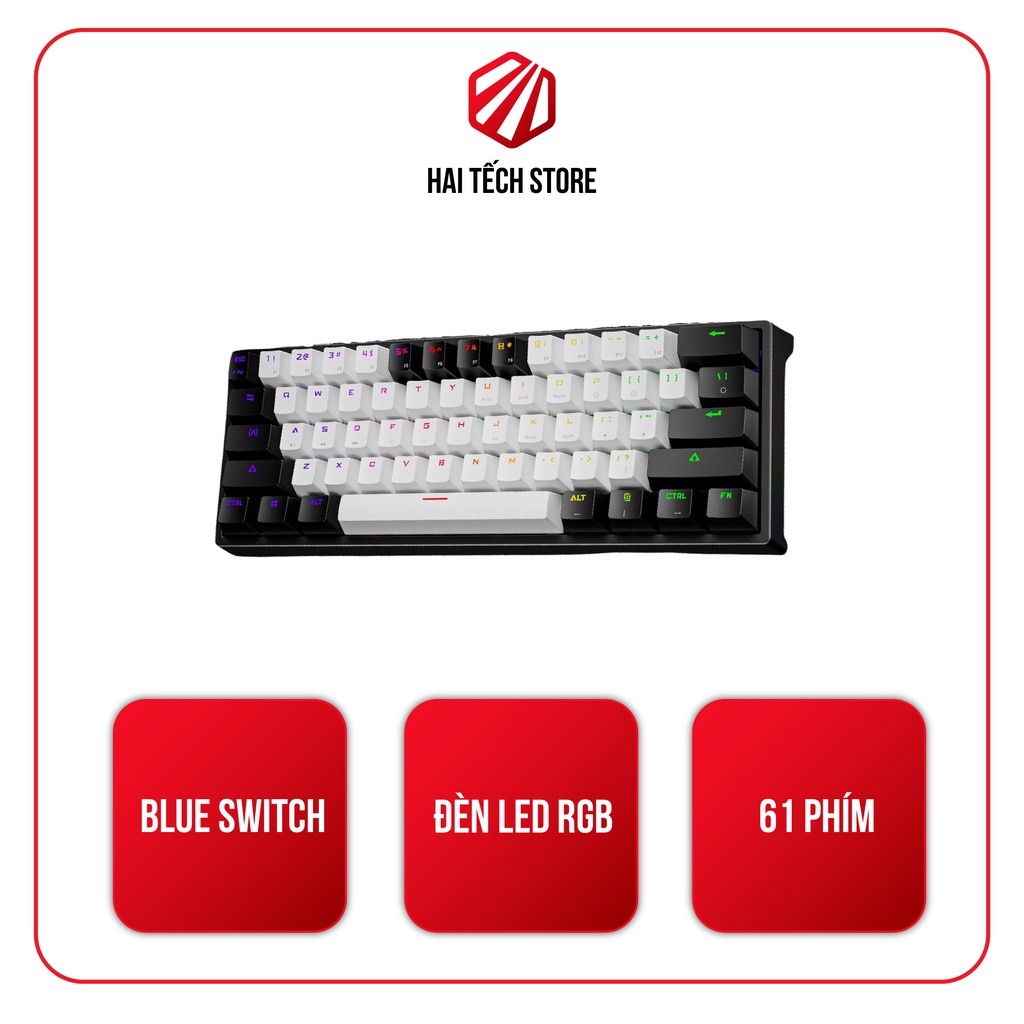 Bàn phím cơ LEAVEN K620 PRO 61 phím, rbg led, blue switch, red switch, bàn phím máy tính