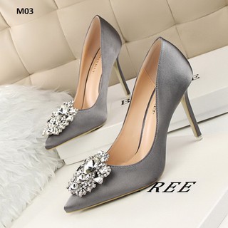 [ORDER] GIÀY CAO GÓT LỤA ĐÍNH ĐÁ CAO CẤP 12CM