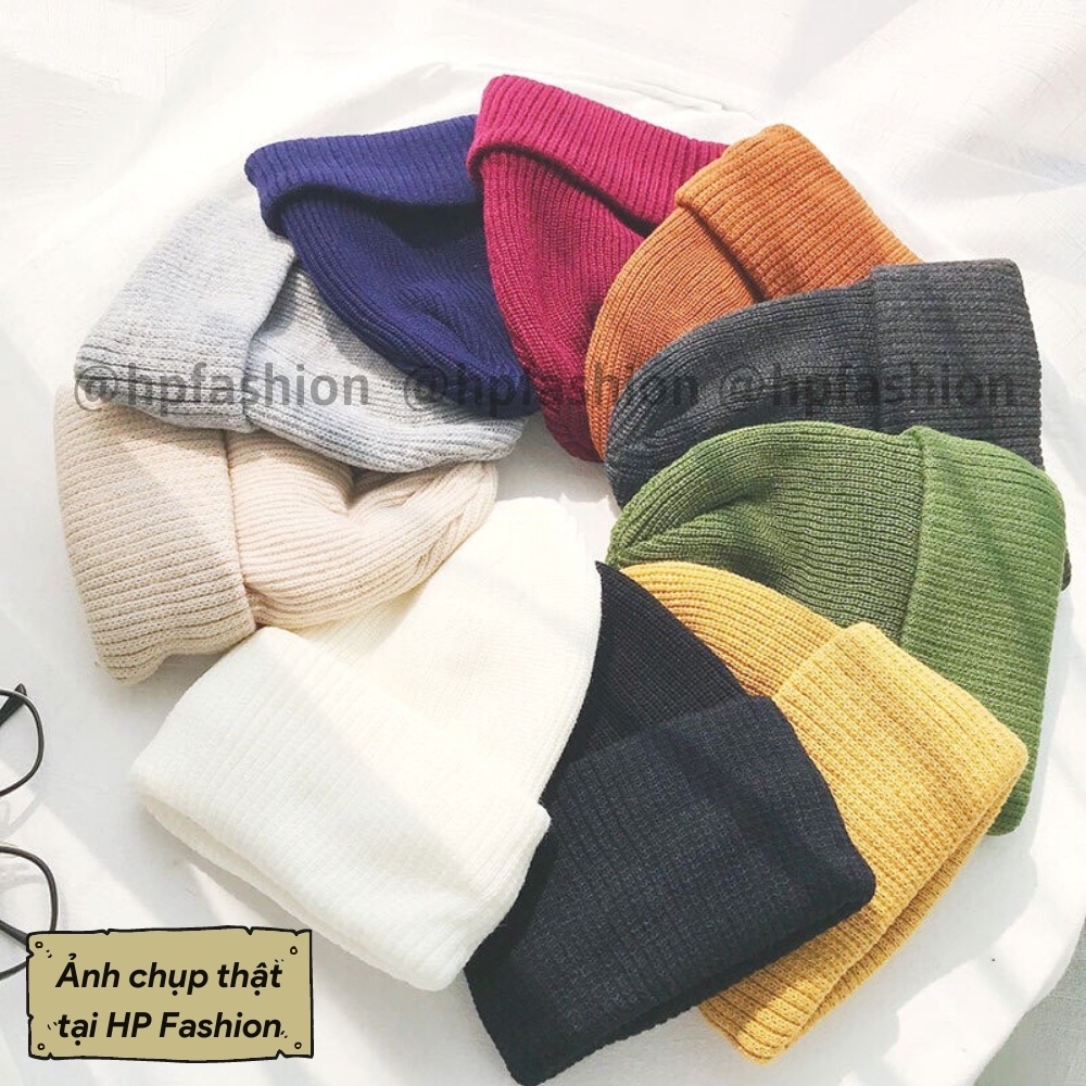 Mũ len dệt kim beanie chóp ngắn Hàn Quốc thời trang unisex thu đông giữ ấm cho nam nữ