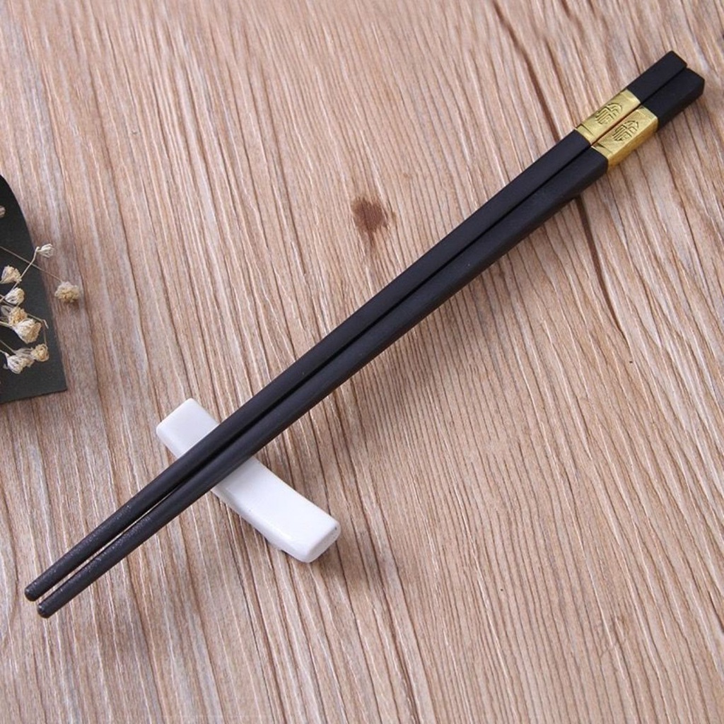 Hộp 10 đũa ăn cao cấp hợp kim bọc vàng kháng khuẩn 27cm - Bộ 10 đôi đũa hợp kim không mốc chịu nhiệt tốt độ bền cao