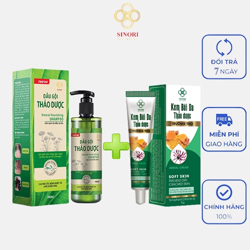 Bộ đôi dầu gội và kem bôi da sạch gầu và ngừa rụng tóc Trường Thọ Sinori 200ml