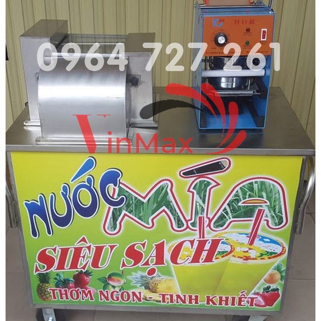 Xe ép nước mía ép 2 cây siêu sạch có bàn liền và ngăn kéo