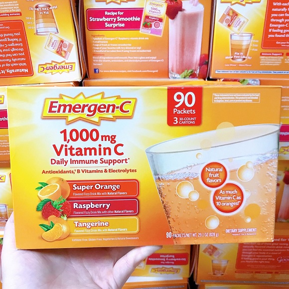 Bột hòa tan 90 gói tăng đề kháng Êmergen-C 1000mg