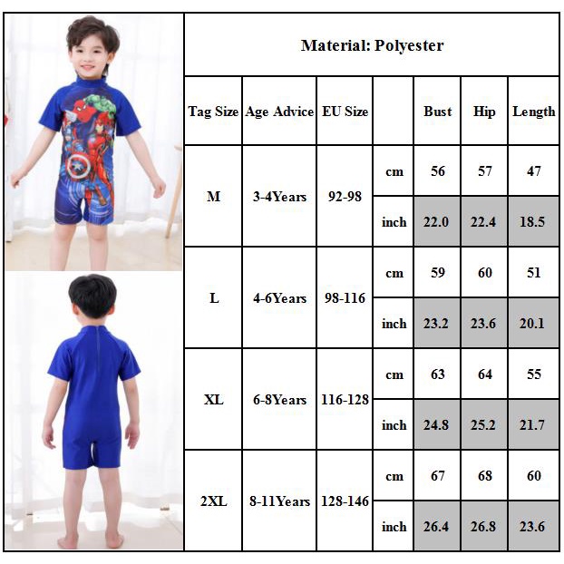 Bộ đồ bơi liền thân ngắn tay ôm dáng in hình siêu anh hùng dành cho bé trai