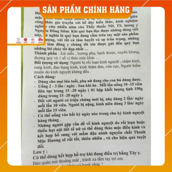 Thảo Mộc Điều Kinh, Hết Rong Kinh, Kinh Nguyệt Không Đều Tố Như Thanh Mộc Hương