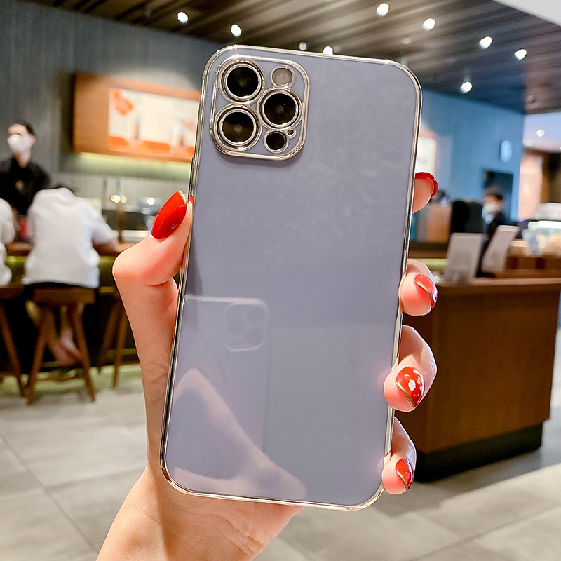 Ốp Điện Thoại TPU Mạ Màu Cho iPhone 13 11 pro Max X XS Max 7 / 8 Plus