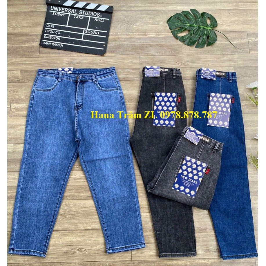 Quần jean nữ 9 tấc lỡ hàng wash xịn co giãn lưng cao suông lai