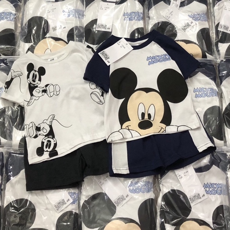 Bộc cộc tay bé trai - Set 2 bộ cotton Mickey Hm cho bé trai size 1-6t