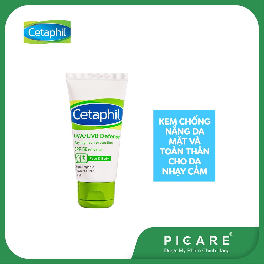 Kem chống nắng cung cấp màng bảo vệ cao Cetaphil UVA/UVB Defense Very HIgh Sun Protection SPF50+/UVA28 50ml