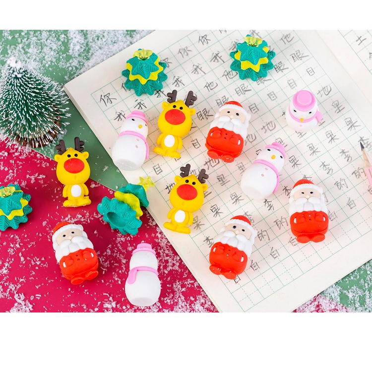 Hộp tẩy bút chì Noel 4 chiếc cute dễ thương siêu sạch cho bé NATO GT15