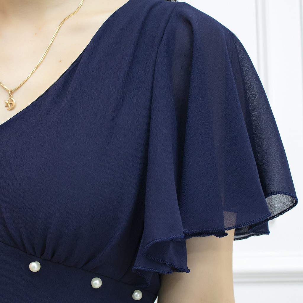 Đầm Dự Tiệc Thiết Kế Cổ Tim Phong Cách Đơn Giản Thanh Lịch Chất Vải Voan 2 Lớp Cao Cấp D9 | BigBuy360 - bigbuy360.vn