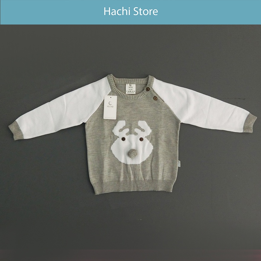 Áo len cho bé trai,gái, áo len cài vai cao cấp chính hãng Moon@ - vải len siêu mềm cho bé từ 6-24 tháng