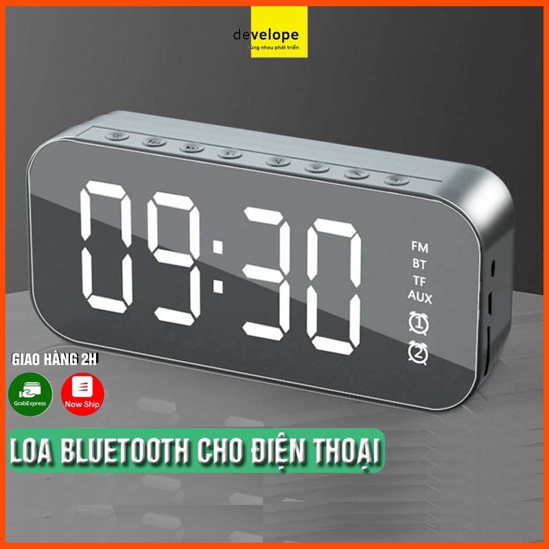 Loa Đồng Hồ MNS001 Mặt Gương Hiển Thị Đèn Led - Loa Bluetooth - Đài FM - Đồng Hồ Báo Thức 3 in 1