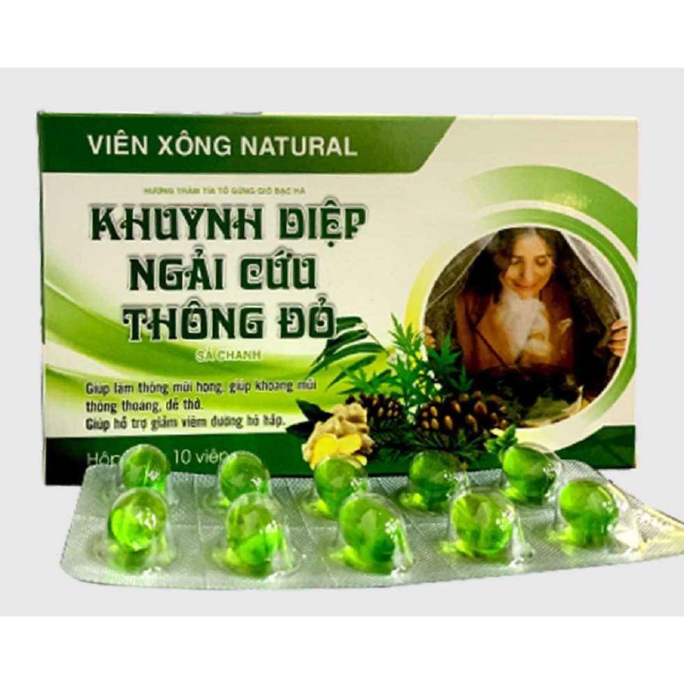 Viên xông Natural Hương Tràm, Ngải cứu, thông đỏ (hộp 20 viên) - Thông mũi, thoáng họng, hỗ trợ giảm viêm đường hô hấp