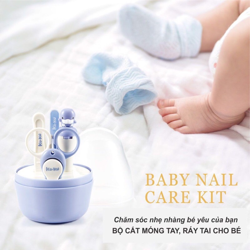 Hộp dụng cụ 5 món cắt móng tay và ráy tai cho bé KuKu KU3037