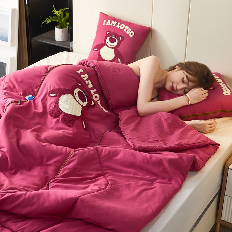 Chăn Gối Ngủ Trưa Điều Hòa Nhiệt Độ In Hình Chuột Mickey / Gấu / Dâu Tây Hoạt Hình