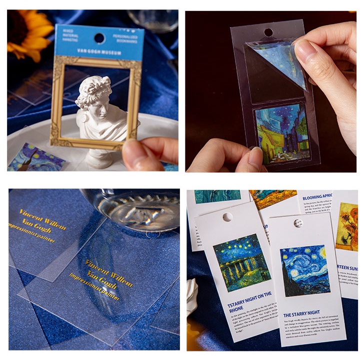 Bộ Bookmark 3 Lớp Tranh Nghệ Thuật Van Gogh Đánh Dấu Trang Vở Sách Trang Trí Sổ Bullet Journal Độc Đáo