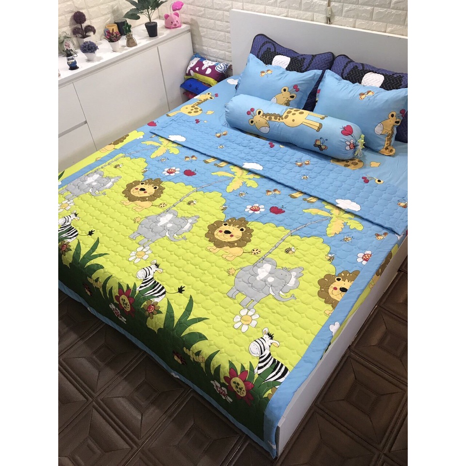 Ga giường cotton 100%, ga gối cotton dày mát bo chun đủ kích thước