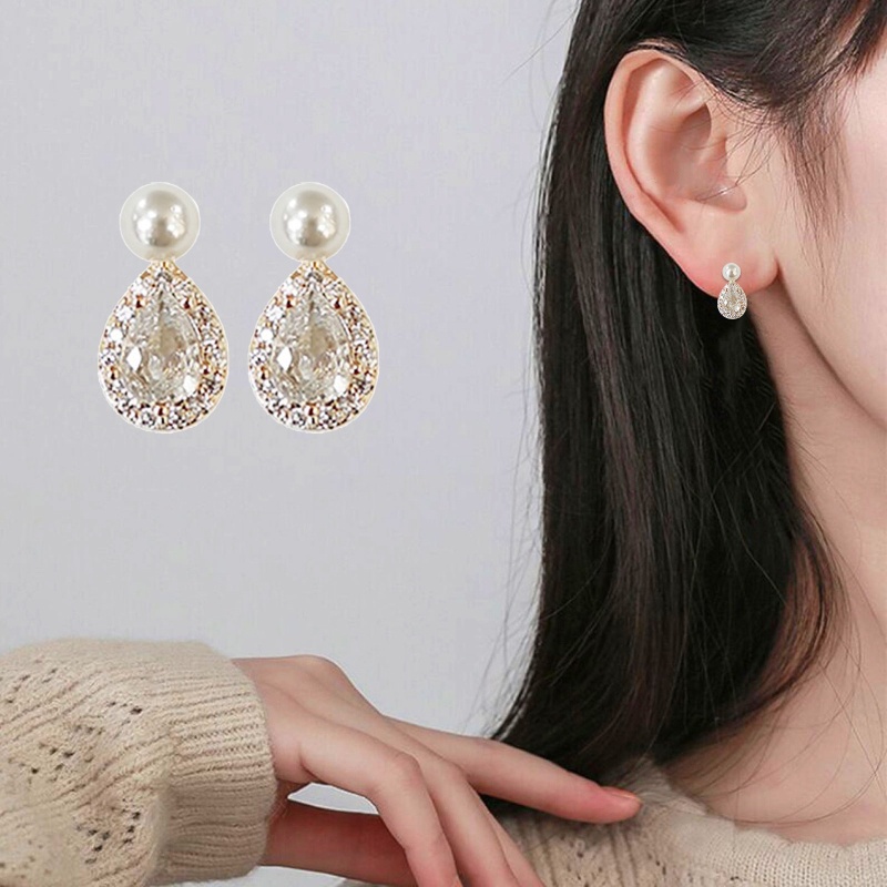Bông Tai Dạng Xỏ Đính Ngọc Trai Giả Sang Trọng Cho Cô Dâu
