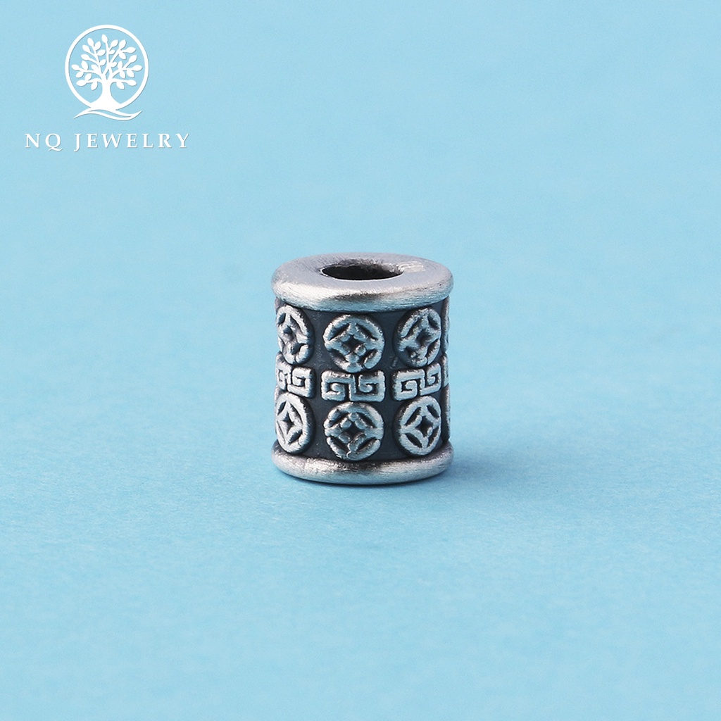 Charm bạc xỏ ngang họa tiết - NQ Jewelry