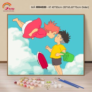 Tranh sơn dầu số hóa tự tô màu phim hoạt hình người cá Ponyo HH4020 - HaLa Store