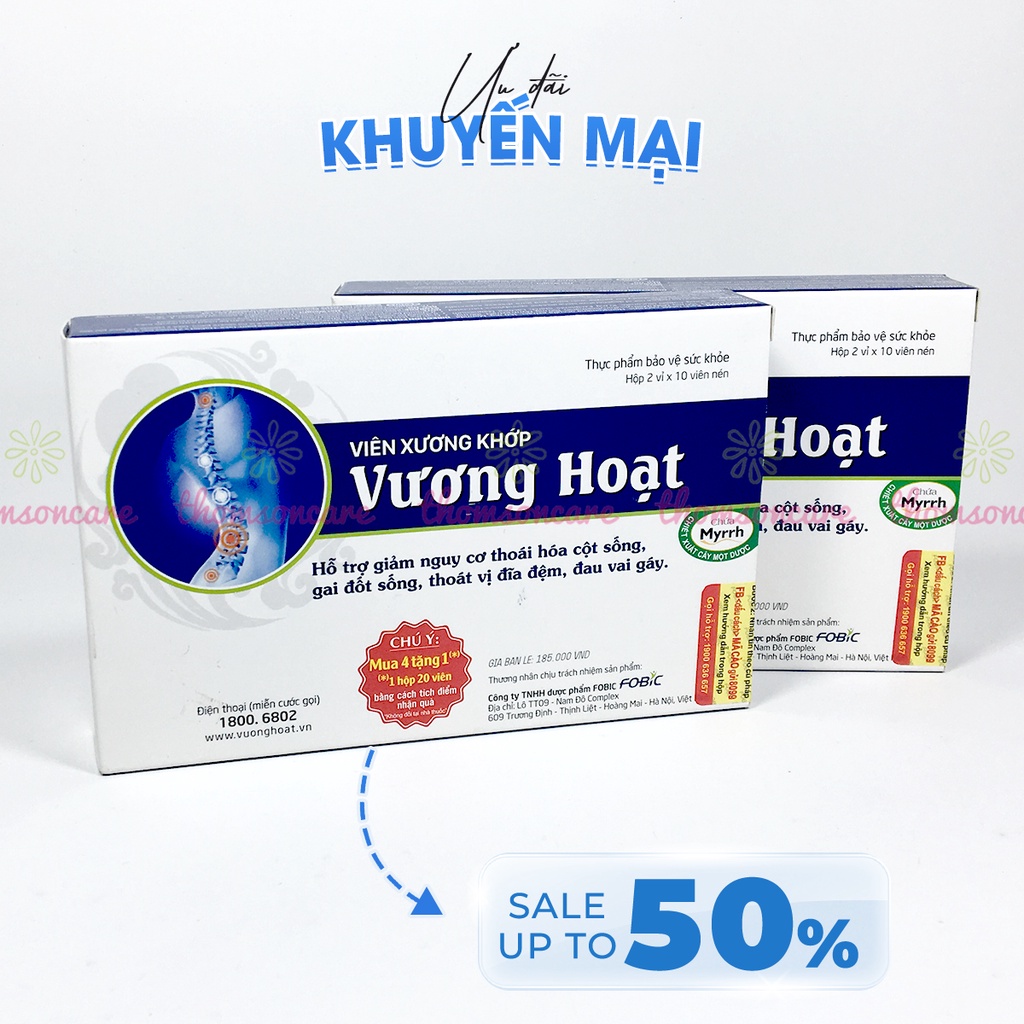 Bổ xương khớp Vương Hoạt - Hỗ trợ giảm đau mỏi vai gáy, thoái hóa cột sống, thoát vị địa đệm - Vỉ 20 viên nén