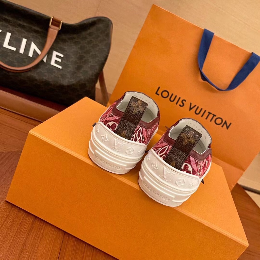 Giày lười nữ da thật Louis Vuitton LV kiểu dáng trẻ trung, thời trang kết hợp với họa tiết cổ điển, nổi bật
