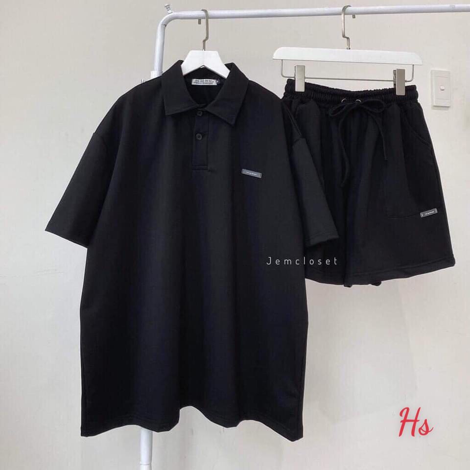 [ Có Ảnh Thật Tự Chụp] Bộ Quần Đùi Áo Polo Trơn Chất Su Xược Black Pink | BigBuy360 - bigbuy360.vn