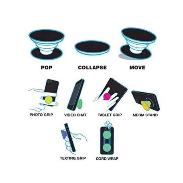 (20 mẫu) Popsocket hoạt hình đỡ điện thoại, quấn tai nghe