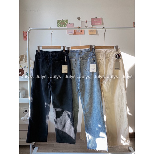 Quần jeans suông rách gối 1348 JULYS STORE (ảnh thật shop chụp kèm video cận chất)