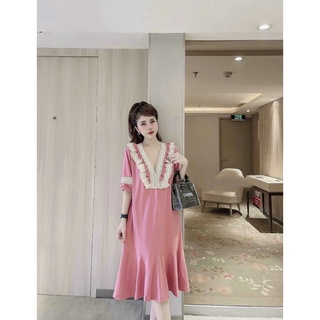 ( Ảnh thật + Video ) Váy suông cotton đuôi cá đáp ren