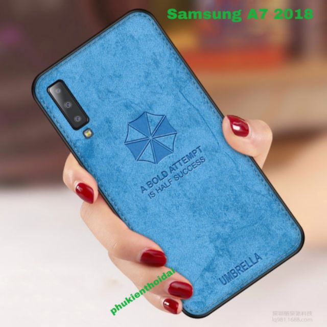 Ốp Samsung A7 2018 Chống sốc vải hươu In 3D cao cấp siêu đẹp