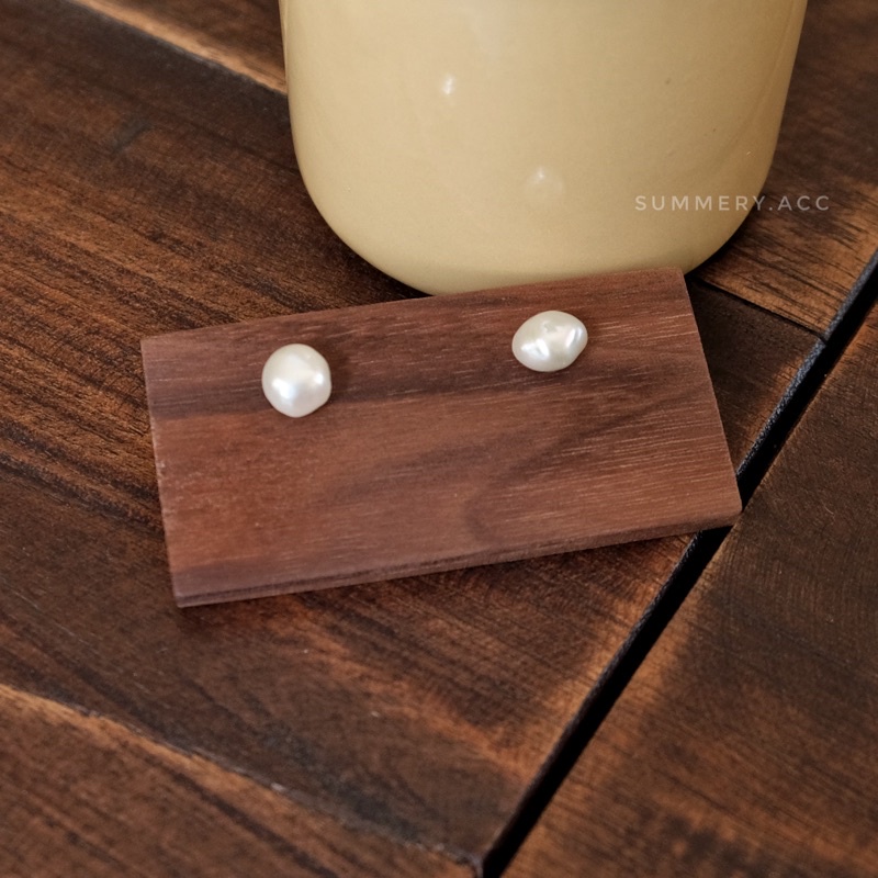 Khuyên tai bạc 925 SUMMERY nụ ngọc trai nhân tạo không đều bông tai S925