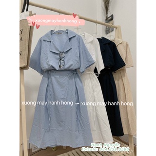 Set bộ áo vest nữ cộc tay phối chân váy midi dáng dài trơn chất đũi, bộ quần áo nữ chất đũi