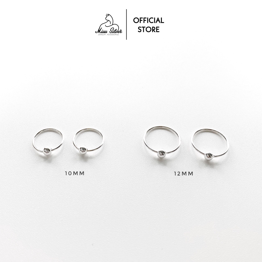 Bông tai nữ Miuu Silver vòng tròn đính bi cố định