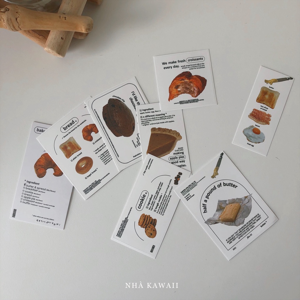 Set sticker Coffee & Cake decor sổ tay phong cách Hàn Quốc